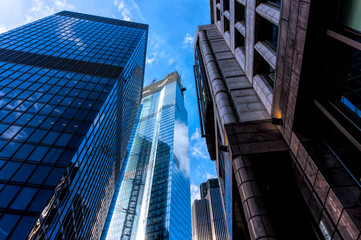 Fototapeta na wymiar Futuristic bank towers at London's Financial District, City of London