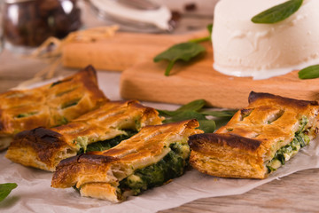 Pie with spinach and ricotta cheese.