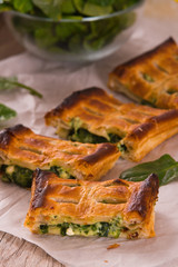 Pie with spinach and ricotta cheese.