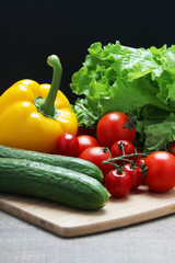 Bright vegetables at the table