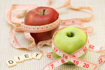 Apples and flexible ruler as a concept of dieting and weight control	