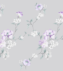 Hand painted watercolor floral  elements set