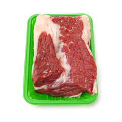 huge red meat chunk isolated over white background 