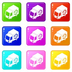 24 hour delivery icons set 9 color collection isolated on white for any design