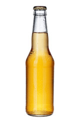 Bottle of light beer isolated on white background close up