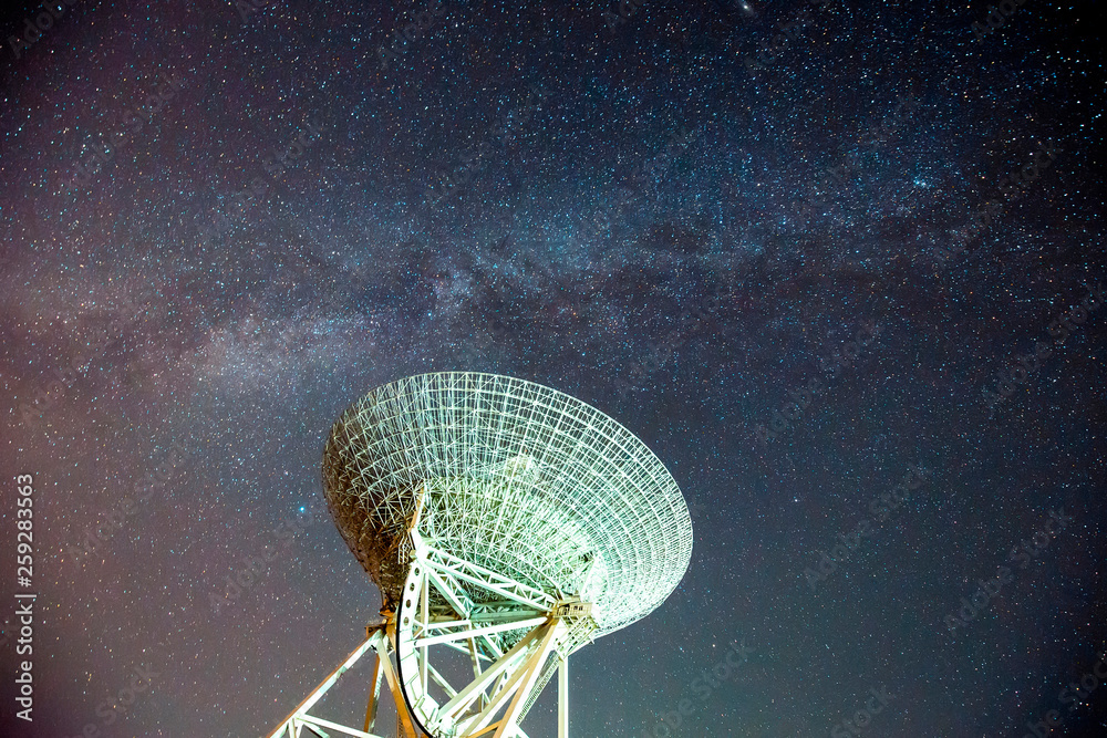 Canvas Prints radio telescopes and the milky way at night