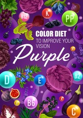 Vitamin berries and vegetables. Purple color diet
