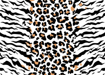 Print leopard tiger jaguar texture abstract background orange black. Vector jungle. Bengal cat strip