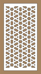 Laser cutting. Arabesque vector panel. Template for interior partition in arabic style. Ratio 1:2