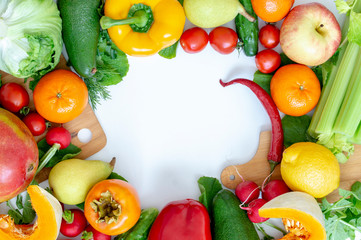 vegetables and in the middle of a white background