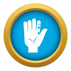 Obraz premium Finger with blood dripping icon blue vector isolated on white background for any design