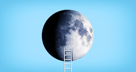 Conceptual image with ladder leading to moon - Some elements of this image furnished by NASA © AB Visual Arts