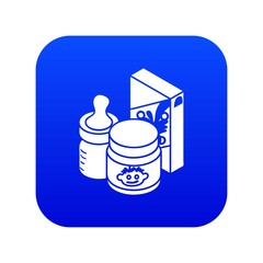 Baby food icon blue vector isolated on white background