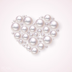 Pearl heart vector background. Romance pattern