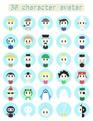 Avatar collection cartoon character design. Set of people, women, man, occupation and fantasy flat style.