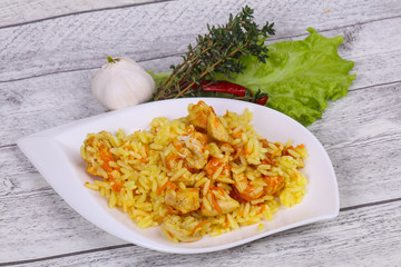 Traditional Pilaf with chicken and carrot