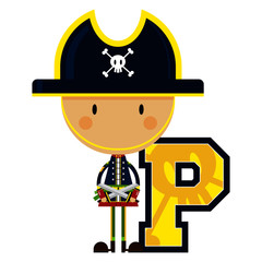 P is for Pirate Alphabet Learning Educational Illustration