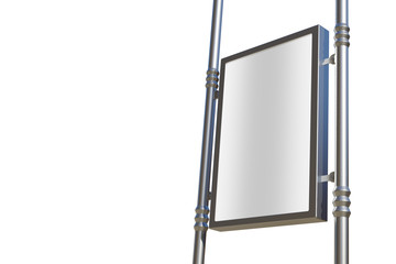 3D rendering of blank billboard (empty advertisement) isolated on white. Empty mockup template