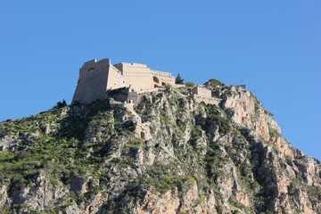 Fototapeta na wymiar Palamidi castle on the hill above Nafplio city in Greece