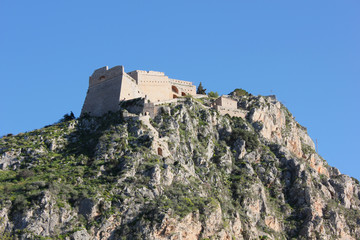 Palamidi castle on the hill above Nafplio city in Greece