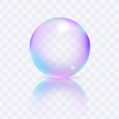 Water soap bubble isolated on transparent background.