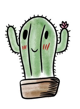 cartoon cactus on white background