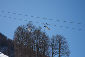 Cableway in the beautiful mountains.