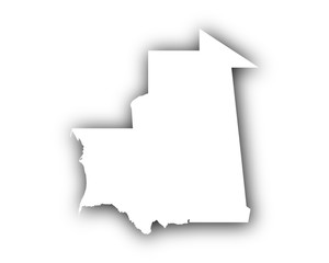 Karte von Mauretanien mit Schatten