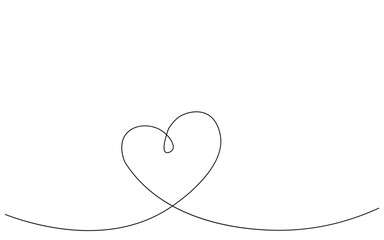 Heart banner one line drawing, vector illustration	