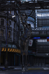 3D Illustration of a female Cyborg
