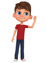 Cartoon character boy overhears on a white background. 3d rendering. Illustration for advertising.