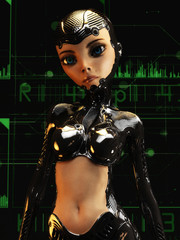 Naklejka premium 3D Illustration of a female Cyborg