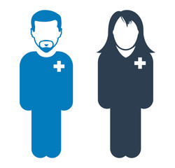 Standing Male and Female Patient Icon. Flat style vector EPS.