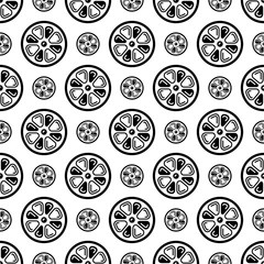 Film Reel Icon, Cinema Movie Reel Icon Seamless Pattern
