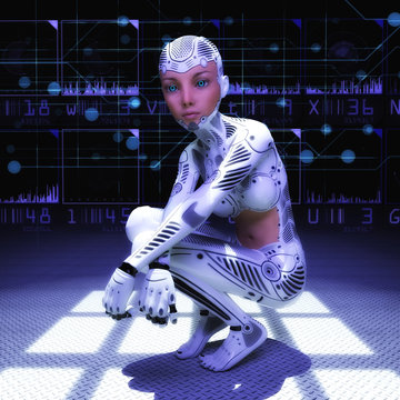 3D Illustration of a female Cyborg