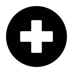 Plus Icon vector. Add icon. Addition sign. Medical Plus icon on the black circle