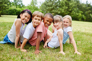 Fototapeta premium Happy interracial children as friends