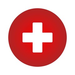 Plus Icon vector. Add icon. Addition sign. Medical Plus icon on red circle
