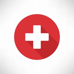 Obraz premium Plus Icon vector. Add icon. Addition sign. Medical Plus icon on red circle with plus shadow