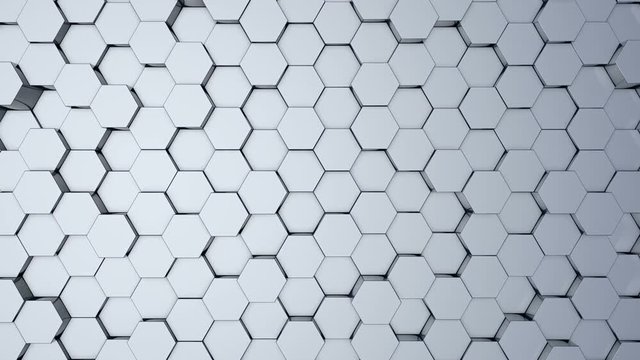 Blue Hexagons sliding back and forth background, seamless loop