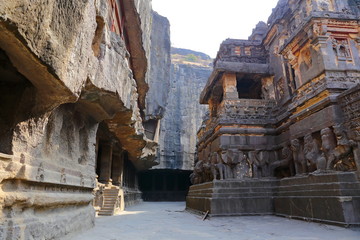 Temple of Ellora caves, the rock-cut temples, AURANGABAD, MAHARASHTRA in central India 