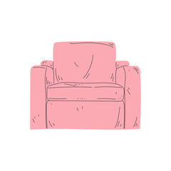 Comfortable Pink Armchair, Cushioned Furniture with Upholstery, Interior Design Element Vector Illustration
