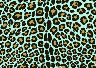 Teal color Leopard pattern design. Seamless Leopard print pattern design, vector illustration background. Fur animal skin design illustration for web, fashion, textile, print, and surface design