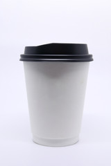 take away cup for hot coffee drink on white background