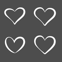 Hand drawn contour hearts set. Design element for Valentines Day, wedding, birthday card. Vector illustration