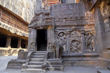 Temple of Ellora caves, the rock-cut temples, AURANGABAD, MAHARASHTRA in central India 