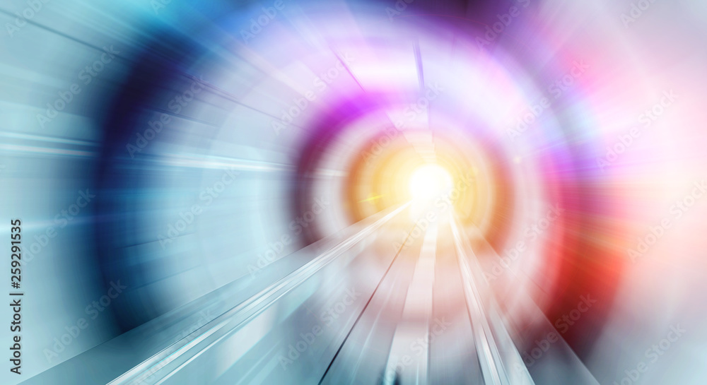 Aufkleber abstract zoom effectin a bright tunnel background with traffic lights