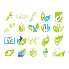 Leaf Logo Design Vector Template Set