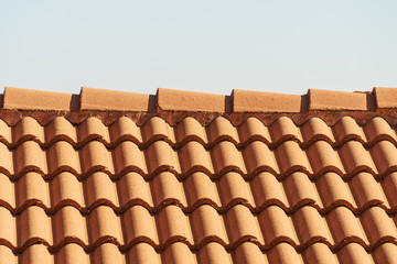 Red tiles roof texture architecture background,