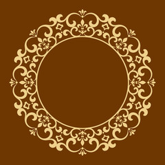 Decorative frame Elegant vector element for design in Eastern style, place for text. Floral golden border. Lace illustration for invitations and greeting cards.